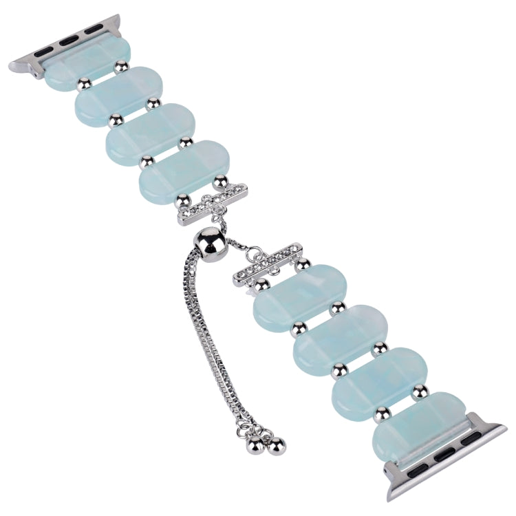 For Apple Watch SE 44mm Resin Retractable Chain Watch Band(Ice Blue) - Watch Bands by PMC TechLife | Online Shopping South Africa | PMC TechLife
