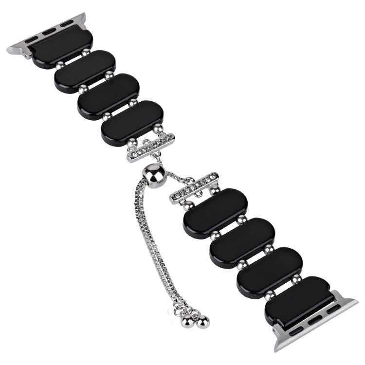 For Apple Watch SE 44mm Resin Retractable Chain Watch Band(Black) - Watch Bands by PMC TechLife | Online Shopping South Africa | PMC TechLife