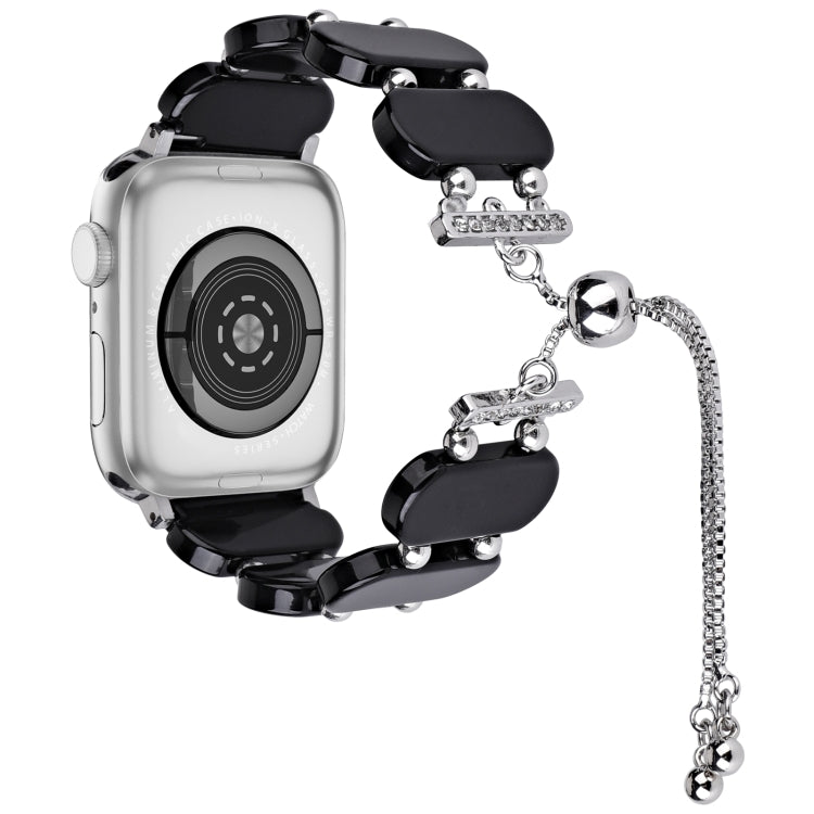 For Apple Watch Series 5 40mm Resin Retractable Chain Watch Band(Black) - Watch Bands by PMC TechLife | Online Shopping South Africa | PMC TechLife | Buy Now Pay Later Mobicred