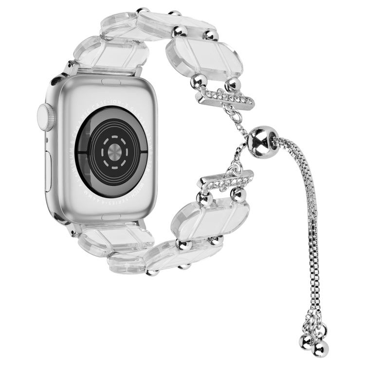 For Apple Watch Series 4 44mm Resin Retractable Chain Watch Band(Transparent) - Watch Bands by PMC Jewellery | Online Shopping South Africa | PMC Jewellery