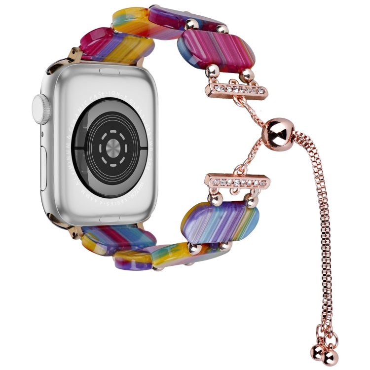 For Apple Watch Series 3 38mm Resin Retractable Chain Watch Band(Rainbow) - Watch Bands by PMC TechLife | Online Shopping South Africa | PMC TechLife