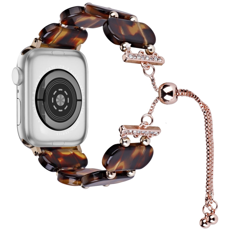 For Apple Watch 38mm Resin Retractable Chain Watch Band(Tortoiseshell) - Watch Bands by PMC Jewellery | Online Shopping South Africa | PMC Jewellery