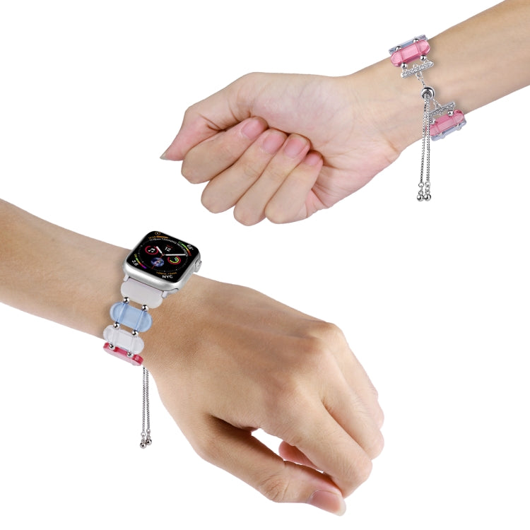 For Apple Watch SE 40mm Resin Retractable Chain Watch Band(Blue) - Watch Bands by PMC TechLife | Online Shopping South Africa | PMC TechLife