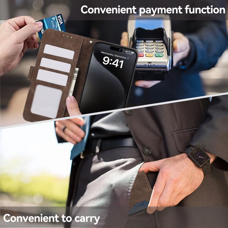 For iPhone 17 Pro Max ABEEL Color Block Magnetic RFID Leather Phone Case(Brown-Blue) - free shipping - PMc TechLife - Order now!