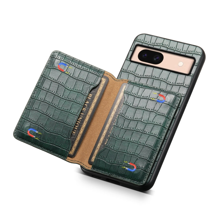 For Google Pixel 8a Crocodile Texture Card Bag Design Full Coverage Phone Case(Green) - Google Cases by PMC TechLife | Online Shopping South Africa | PMC TechLife | Buy Now Pay Later Mobicred