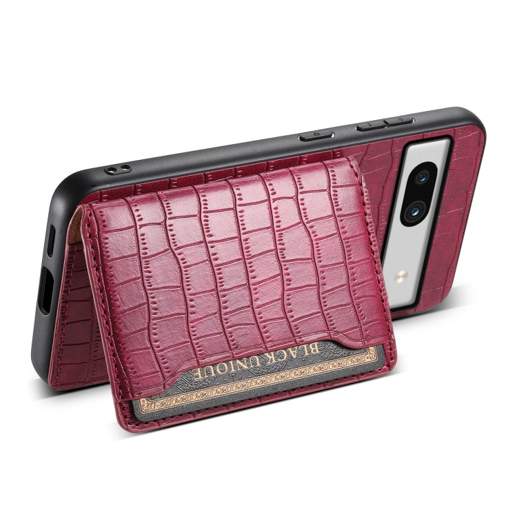 For Google Pixel 7a Crocodile Texture Card Bag Design Full Coverage Phone Case(Red) - Google Cases by PMC TechLife | Online Shopping South Africa | PMC TechLife | Buy Now Pay Later Mobicred