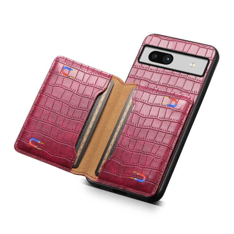 For Google Pixel 7a Crocodile Texture Card Bag Design Full Coverage Phone Case(Red) - Google Cases by PMC Jewellery | Online Shopping South Africa | PMC Jewellery | Buy Now Pay Later Mobicred