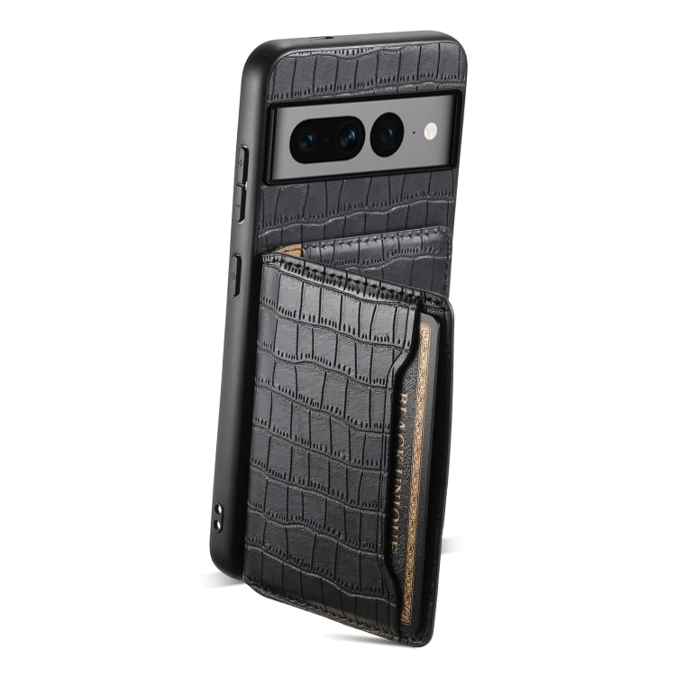 For Google Pixel 7 Pro 5G Crocodile Texture Card Bag Design Full Coverage Phone Case(Black) - free shipping - PMC TechLife - Order now!