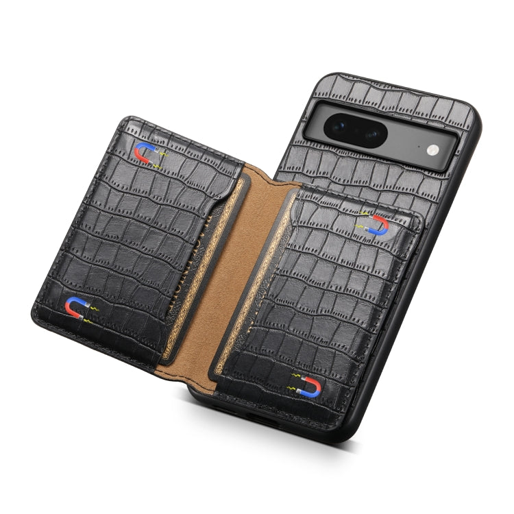 For Google Pixel 7 5G Crocodile Texture Card Bag Design Full Coverage Phone Case(Black) - Google Cases by PMC TechLife | Online Shopping South Africa | PMC TechLife | Buy Now Pay Later Mobicred