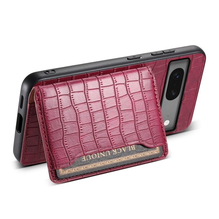 For Google Pixel 7 5G Crocodile Texture Card Bag Design Full Coverage Phone Case(Red) - Google Cases by PMC TechLife | Online Shopping South Africa | PMC TechLife | Buy Now Pay Later Mobicred