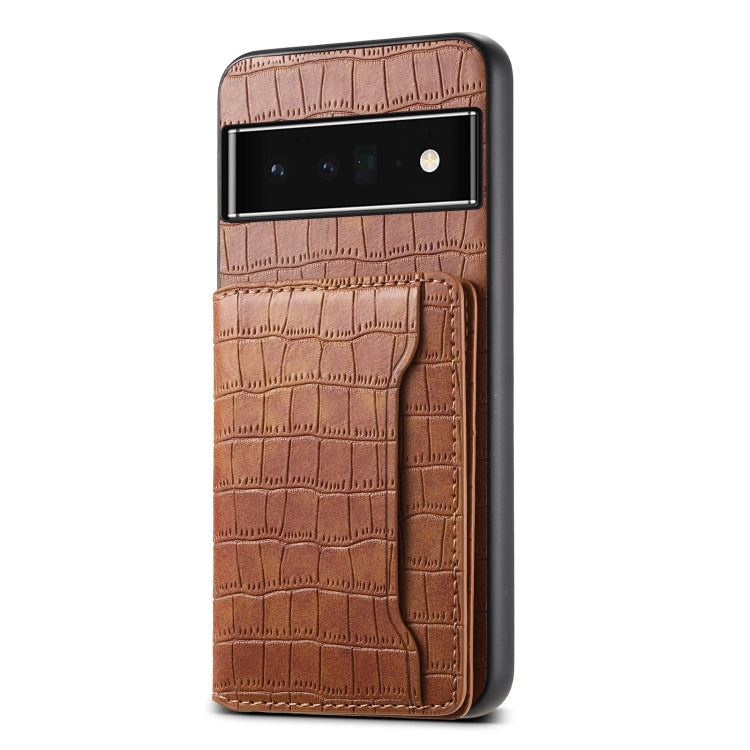 For Google Pixel 6 Pro Crocodile Texture Card Bag Design Full Coverage Phone Case(Brown) - free shipping - PMC TechLife - Order now!