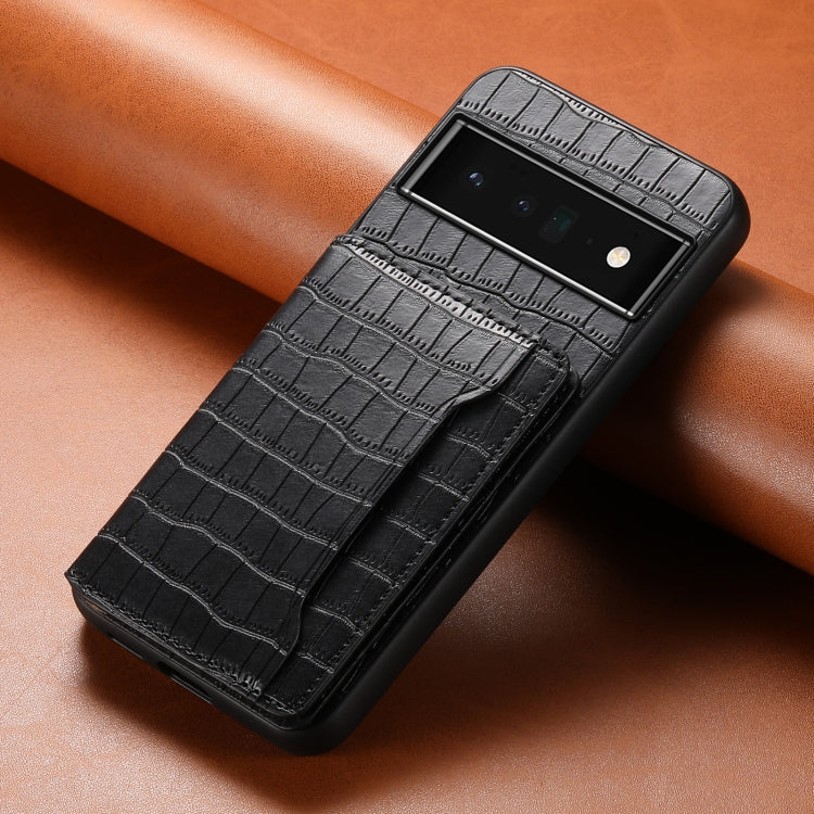 For Google Pixel 6 Pro Crocodile Texture Card Bag Design Full Coverage Phone Case(Black) - Google Cases by PMC TechLife | Online Shopping South Africa | PMC TechLife | Buy Now Pay Later Mobicred