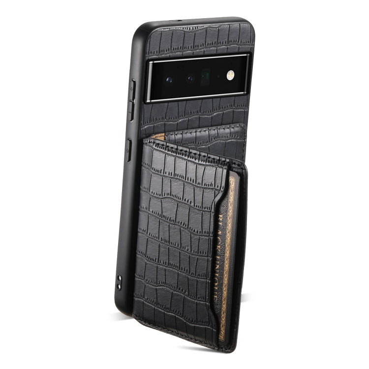For Google Pixel 6 Pro Crocodile Texture Card Bag Design Full Coverage Phone Case(Black) - Google Cases by PMC TechLife | Online Shopping South Africa | PMC TechLife | Buy Now Pay Later Mobicred