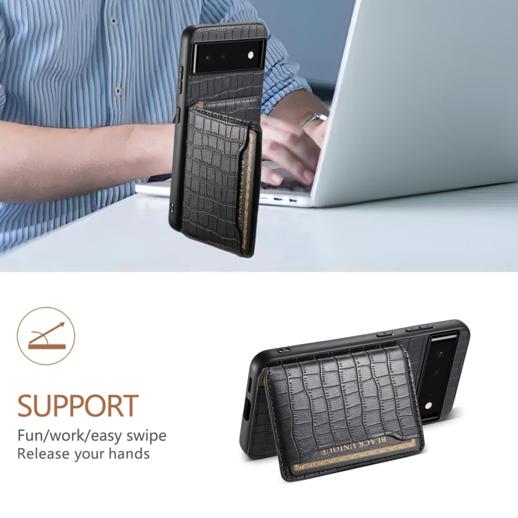 For Google Pixel 6 Crocodile Texture Card Bag Design Full Coverage Phone Case(Black) - free shipping - PMC TechLife - Order now!
