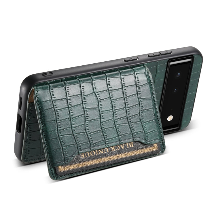 For Google Pixel 6 Crocodile Texture Card Bag Design Full Coverage Phone Case(Green) - Google Cases by PMC TechLife | Online Shopping South Africa | PMC TechLife | Buy Now Pay Later Mobicred