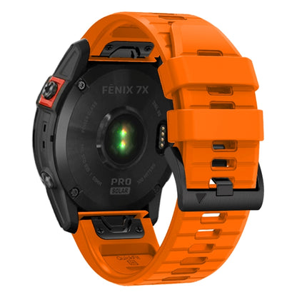For Garmin Fenix 7X 26mm Solid Color Steel Buckle Silicone Quick Release Watch Band(Orange) - Watch Bands by PMC Jewellery | Online Shopping South Africa | PMC Jewellery
