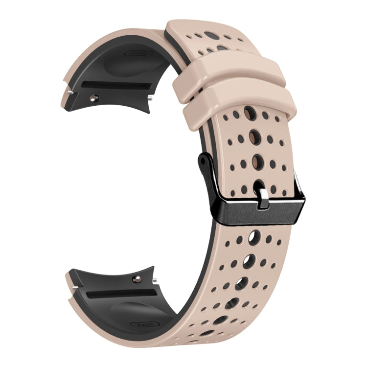 For Samsung Galaxy Watch 6 Two Color Silicone Watch Band(Khaki Black) - Watch Bands by PMC Jewellery | Online Shopping South Africa | PMC Jewellery