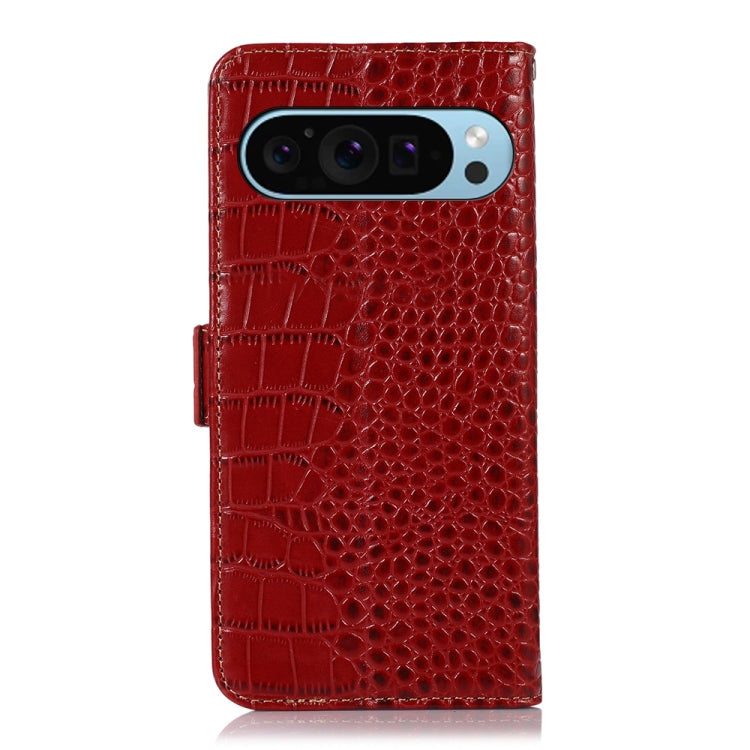 For Google Pixel 9 Crocodile Top Layer Cowhide Leather Phone Case(Red) - Google Cases by PMC Jewellery | Online Shopping South Africa | PMC Jewellery | Buy Now Pay Later Mobicred