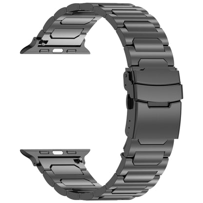 For Apple Watch Series 8 45mm I-Shaped Titanium Metal Watch Band(Black) - Watch Bands by PMC Jewellery | Online Shopping South Africa | PMC Jewellery