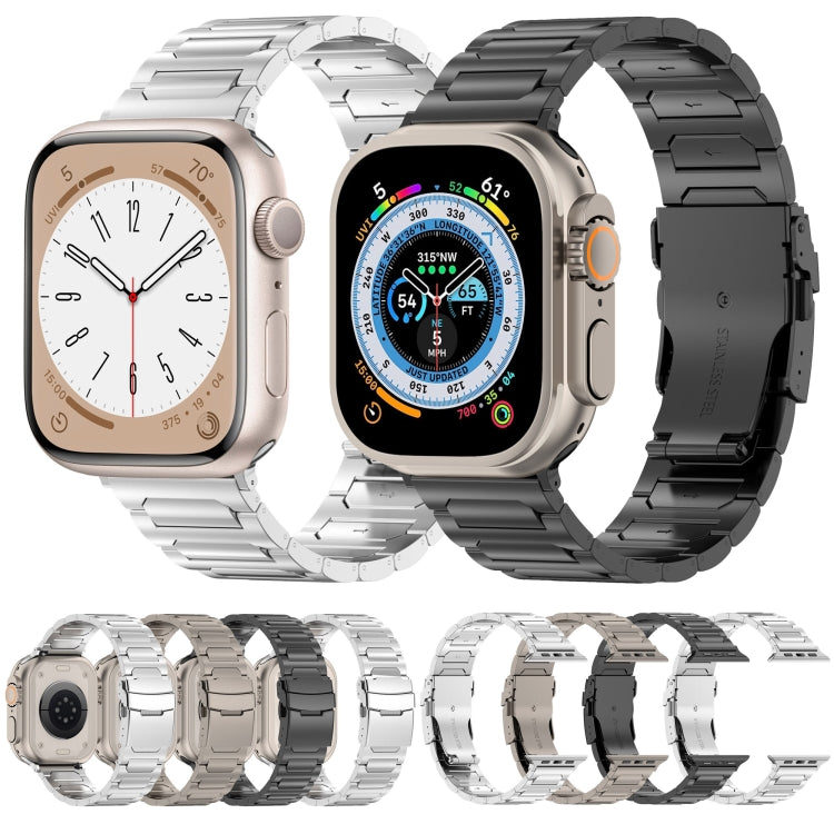 For Apple Watch SE 44mm I-Shaped Titanium Metal Watch Band(Black) - Watch Bands by PMC TechLife | Online Shopping South Africa | PMC TechLife