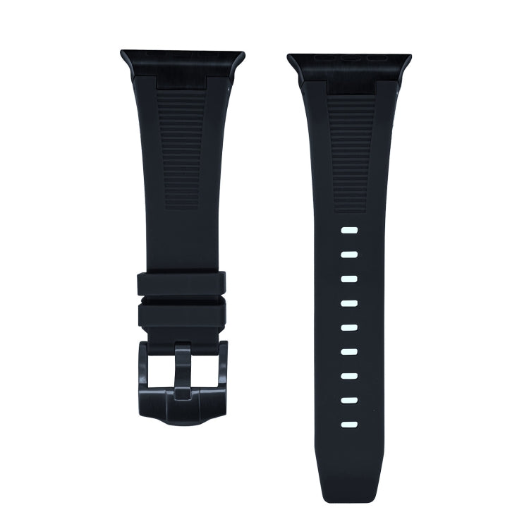 For Apple Watch Series 6 44mm Loners Liquid Silicone Watch Band(Black Black) - Watch Bands by PMC Jewellery | Online Shopping South Africa | PMC Jewellery