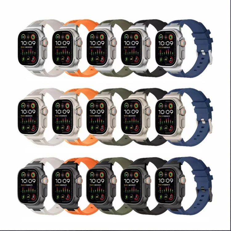 For Apple Watch 42mm Loners Liquid Silicone Watch Band(Silver Midnight Blue) - Watch Bands by PMC TechLife | Online Shopping South Africa | PMC TechLife