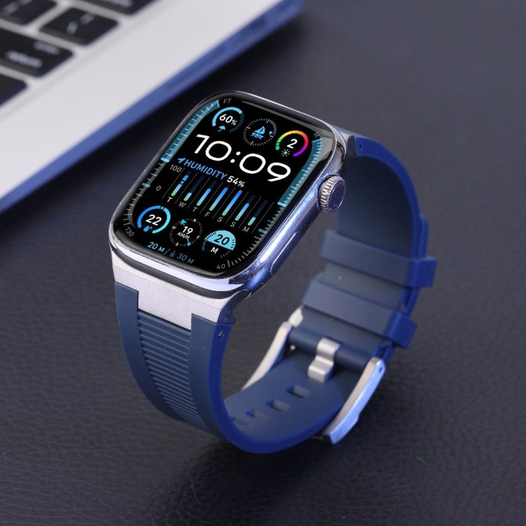 For Apple Watch Series 8 45mm Loners Liquid Silicone Watch Band(Silver Starlight) - Watch Bands by PMC TechLife | Online Shopping South Africa | PMC TechLife