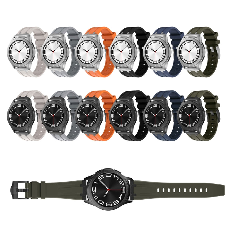 22mm Flat Head Silicone Watch Band(Silver Black) - 22mm Bands by PMC Jewellery | Online Shopping South Africa | PMC Jewellery