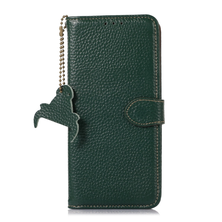For Google Pixel 9a Genuine Leather Litchi Texture RFID Leather Phone Case(Green) - Google Cases by PMC TechLife | Online Shopping South Africa | PMC TechLife | Buy Now Pay Later Mobicred