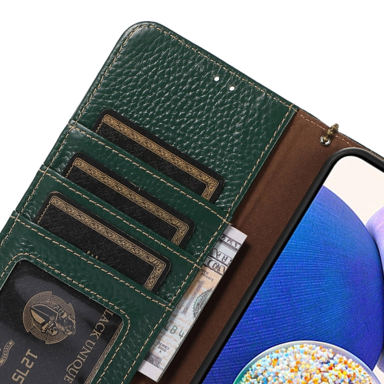 For Google Pixel 9a Genuine Leather Litchi Texture RFID Leather Phone Case(Green) - Google Cases by PMC TechLife | Online Shopping South Africa | PMC TechLife | Buy Now Pay Later Mobicred
