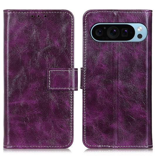 For Google Pixel 9 Retro Crazy Horse Texture Flip Leather Phone Case(Purple) - Google Cases by PMC Jewellery | Online Shopping South Africa | PMC Jewellery | Buy Now Pay Later Mobicred