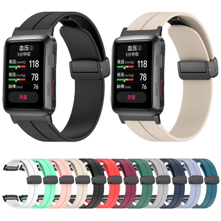 For Huawei Watch D Solid Color Folding Magnetic Buckle Silicone Watch Band(Red) - Watch Bands by PMC TechLife | Online Shopping South Africa | PMC TechLife