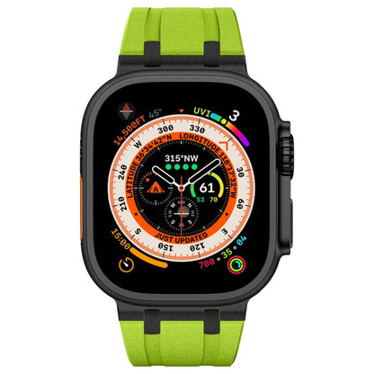 For Apple Watch SE 2023 44mm Stone Grain Liquid Silicone Watch Band(Black Green) - Watch Bands by PMC Jewellery | Online Shopping South Africa | PMC Jewellery