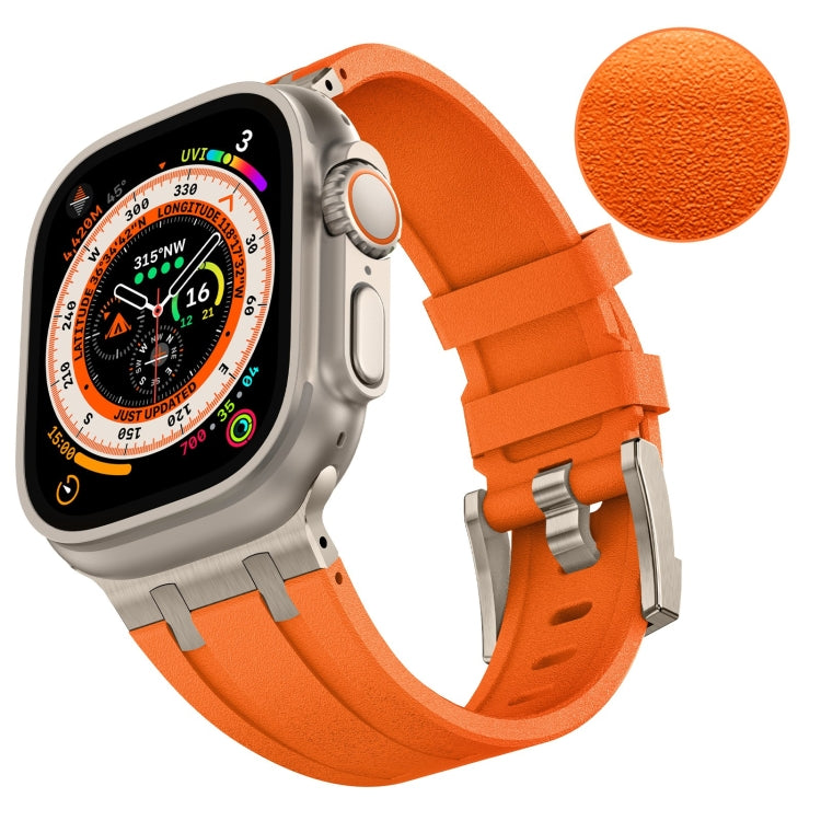 For Apple Watch SE 2023 44mm Stone Grain Liquid Silicone Watch Band(Titanium Orange) - Watch Bands by PMC Jewellery | Online Shopping South Africa | PMC Jewellery