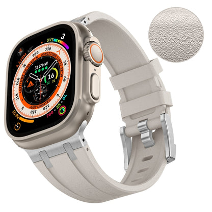 For Apple Watch SE 2023 44mm Stone Grain Liquid Silicone Watch Band(Silver Starlight) - Watch Bands by PMC Jewellery | Online Shopping South Africa | PMC Jewellery