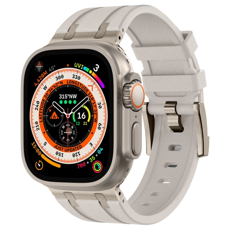 For Apple Watch Ultra 2 49mm Stone Grain Liquid Silicone Watch Band(Titanium Starlight) - Watch Bands by PMC Jewellery | Online Shopping South Africa | PMC Jewellery