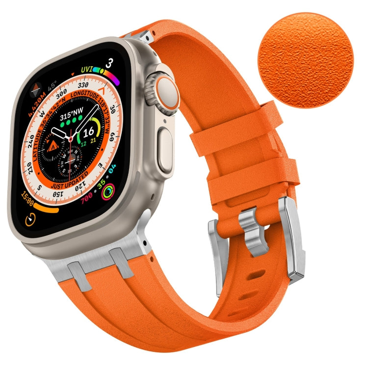 For Apple Watch Ultra 2 49mm Stone Grain Liquid Silicone Watch Band(Sliver Orange) - Watch Bands by PMC Jewellery | Online Shopping South Africa | PMC Jewellery