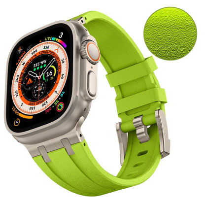 For Apple Watch Ultra 49mm Stone Grain Liquid Silicone Watch Band(Titanium Green) - Watch Bands by PMC Jewellery | Online Shopping South Africa | PMC Jewellery