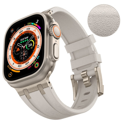 For Apple Watch Ultra 49mm Stone Grain Liquid Silicone Watch Band(Titanium Starlight) - Watch Bands by PMC Jewellery | Online Shopping South Africa | PMC Jewellery