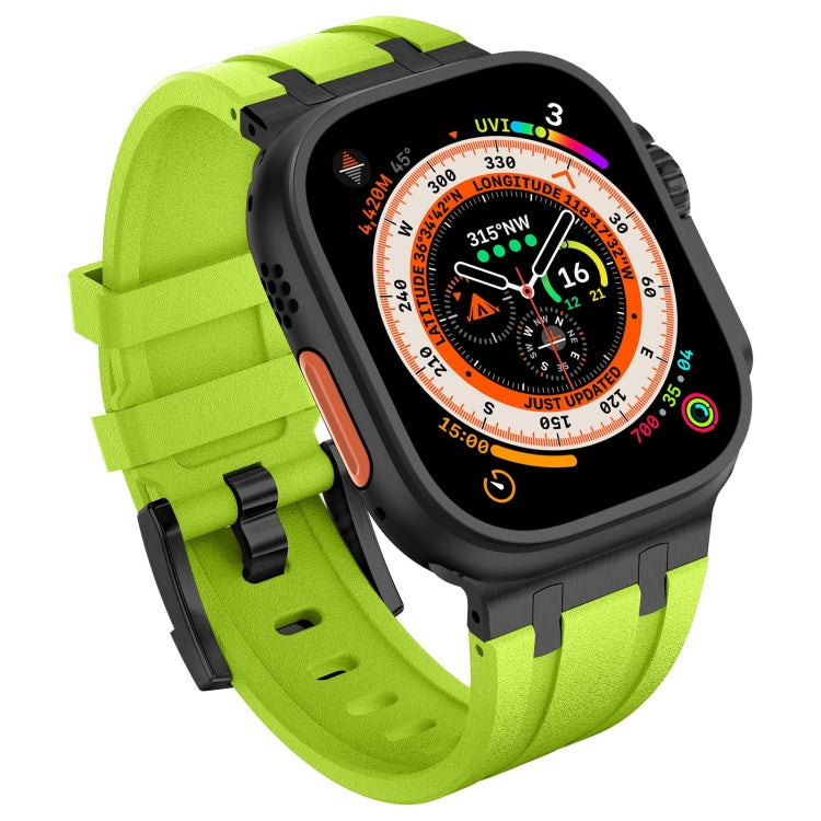 For Apple Watch Series 8 45mm Stone Grain Liquid Silicone Watch Band(Black Green) - Watch Bands by PMC Jewellery | Online Shopping South Africa | PMC Jewellery