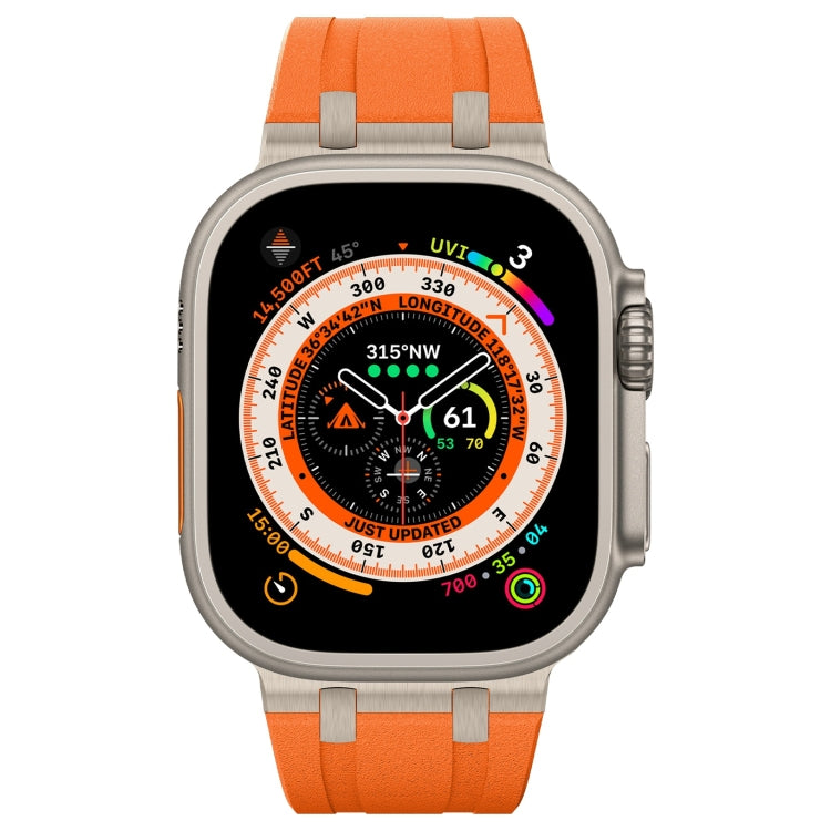 For Apple Watch Series 7 45mm Stone Grain Liquid Silicone Watch Band(Titanium Orange) - Watch Bands by PMC Jewellery | Online Shopping South Africa | PMC Jewellery