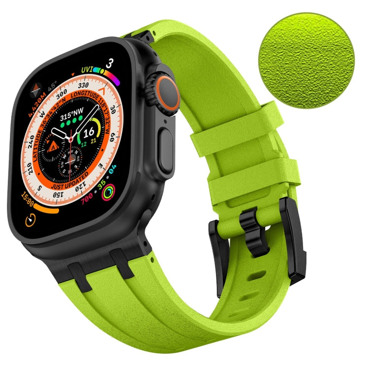 For Apple Watch SE 44mm Stone Grain Liquid Silicone Watch Band(Black Green) - Watch Bands by PMC Jewellery | Online Shopping South Africa | PMC Jewellery