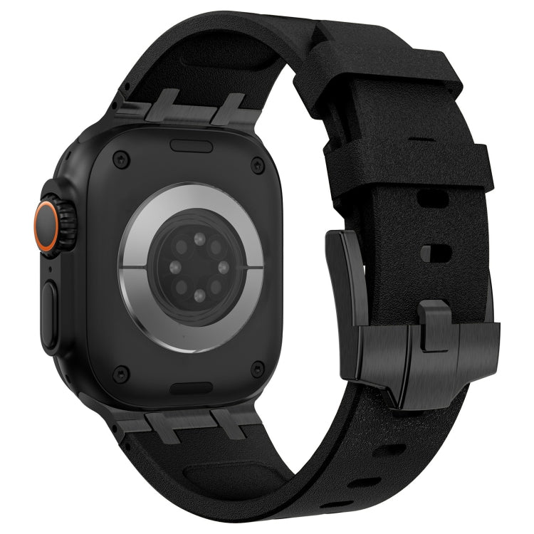 For Apple Watch Series 5 44mm Stone Grain Liquid Silicone Watch Band(Black Black) - Watch Bands by PMC TechLife | Online Shopping South Africa | PMC TechLife