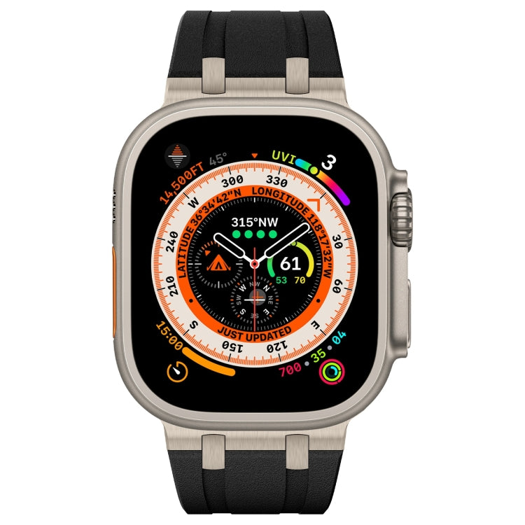 For Apple Watch Series 5 44mm Stone Grain Liquid Silicone Watch Band(Titanium Black) - Watch Bands by PMC TechLife | Online Shopping South Africa | PMC TechLife