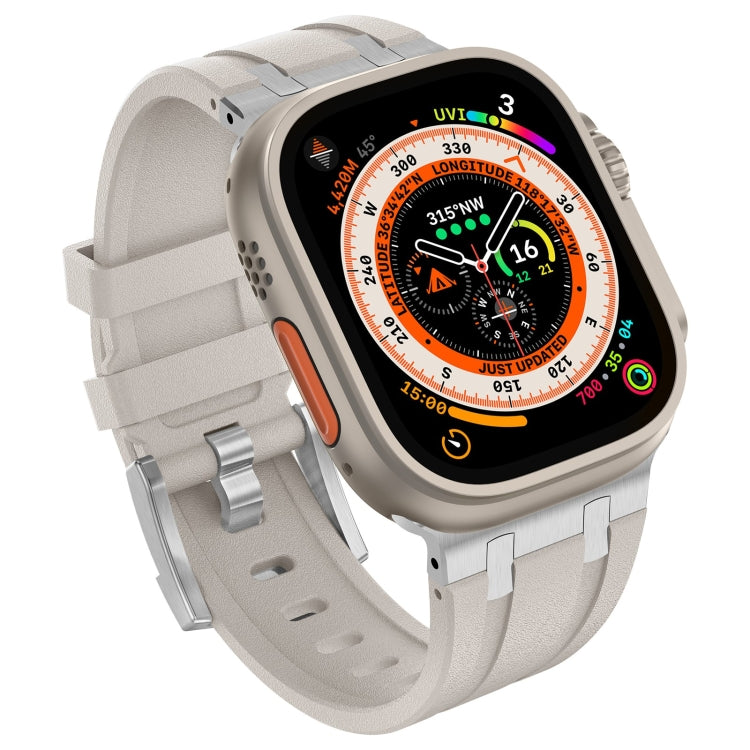 For Apple Watch Series 3 42mm Stone Grain Liquid Silicone Watch Band(Silver Starlight) - Watch Bands by PMC TechLife | Online Shopping South Africa | PMC TechLife