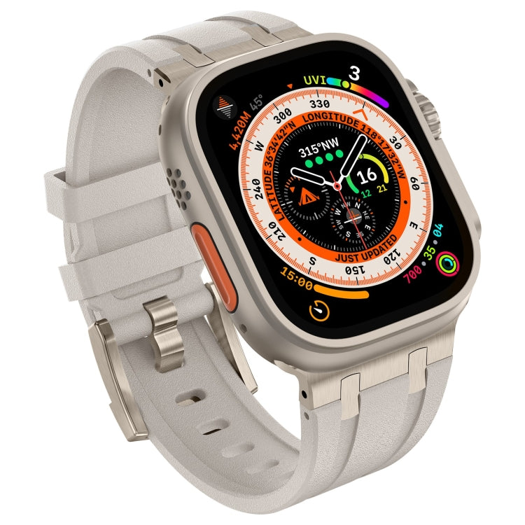 For Apple Watch Series 2 42mm Stone Grain Liquid Silicone Watch Band(Titanium Starlight) - Watch Bands by PMC Jewellery | Online Shopping South Africa | PMC Jewellery