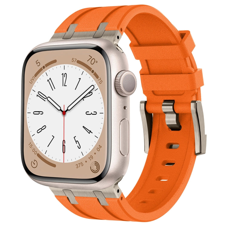 For Apple Watch 42mm Stone Grain Liquid Silicone Watch Band(Titanium Orange) - free shipping - PMC TechLife - Order now!