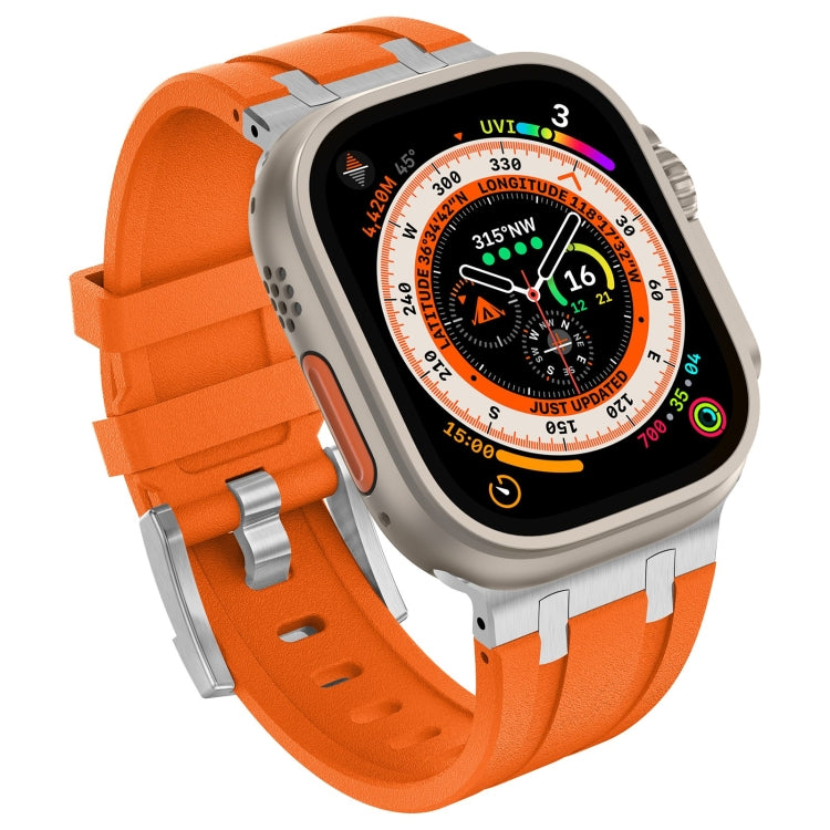 For Apple Watch 42mm Stone Grain Liquid Silicone Watch Band(Sliver Orange) - Watch Bands by PMC TechLife | Online Shopping South Africa | PMC TechLife