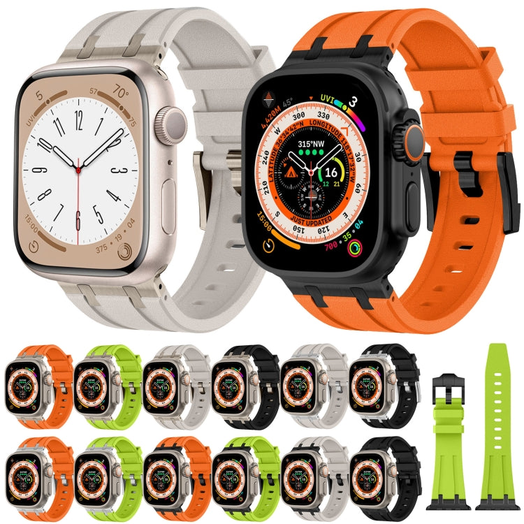 For Apple Watch 42mm Stone Grain Liquid Silicone Watch Band(Black Starlight) - free shipping - PMC TechLife - Order now!