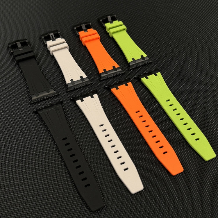 For Apple Watch 42mm Stone Grain Liquid Silicone Watch Band(Silver Green) - Watch Bands by PMC TechLife | Online Shopping South Africa | PMC TechLife